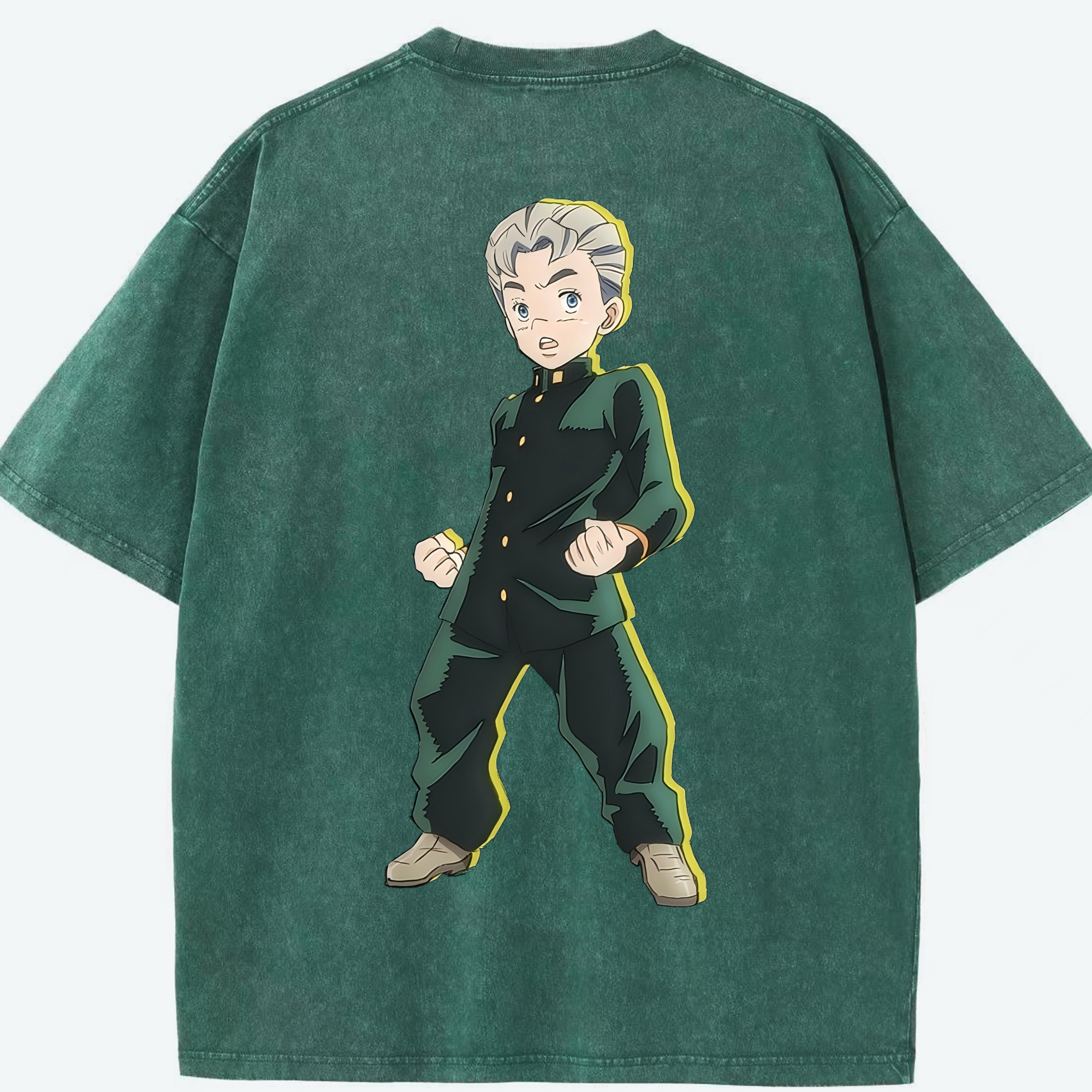 （画像用） ジョジョの奇妙な冒険 広瀨康一 JoJo's Bizarre Adventure Hirose Koichi 綿100% ヴィンテージ風 半袖Tシャツ（背面プリント）